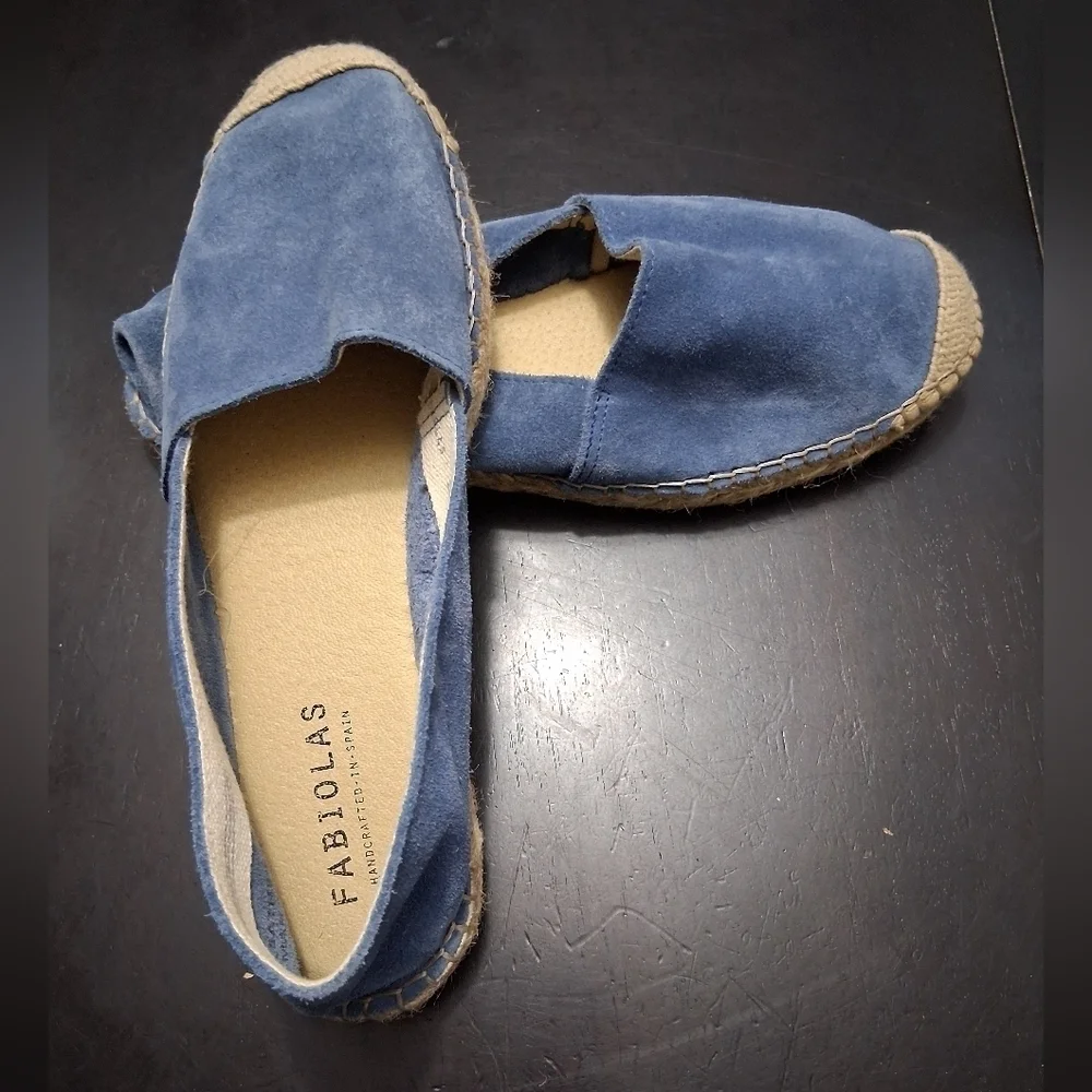 Fabíolas Blue Suede Espadrilles/Slip On's  Size 7.5 (38)